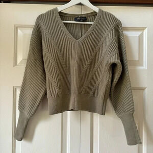 Truth by Republic V-Neck Cropped Balloon Sleeve Textured Sweater Women’s size XS